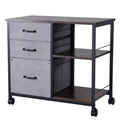 Mobile Metal File Cabinet with 3 Fabric Drawers and 2 Open Shelves Brown V952-JSHXWJGJTMZWJXFB8001V0