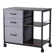 Mobile Metal File Cabinet with 3 Fabric Drawers and 2 Open Shelves Brown V952-JSHXWJGJTMZWJXFB8001V0