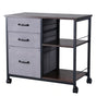 Mobile Metal File Cabinet with 3 Fabric Drawers and 2 Open Shelves Brown V952-JSHXWJGJTMZWJXFB8001V0
