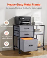 Mobile Metal File Cabinet with 3 Fabric Drawers and 2 Open Shelves Brown V952-JSHXWJGJTMZWJXFB8001V0
