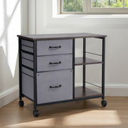Mobile Metal File Cabinet with 3 Fabric Drawers and 2 Open Shelves Brown V952-JSHXWJGJTMZWJXFB8001V0
