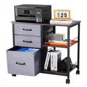 Mobile Metal File Cabinet with 3 Fabric Drawers and 2 Open Shelves Brown V952-JSHXWJGJTMZWJXFB8001V0