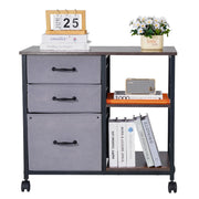 Mobile Metal File Cabinet with 3 Fabric Drawers and 2 Open Shelves Brown V952-JSHXWJGJTMZWJXFB8001V0