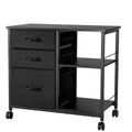Mobile Metal File Cabinet with 3 Fabric Drawers and 2 Open Shelves Black V952-JSHXWJGJTMZWYX3KK001V0