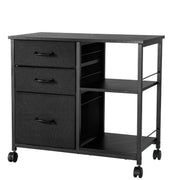 Mobile Metal File Cabinet with 3 Fabric Drawers and 2 Open Shelves Black V952-JSHXWJGJTMZWYX3KK001V0