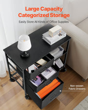 Mobile Metal File Cabinet with 3 Fabric Drawers and 2 Open Shelves Black V952-JSHXWJGJTMZWYX3KK001V0