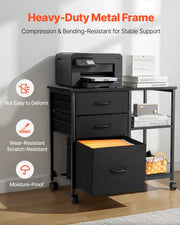 Mobile Metal File Cabinet with 3 Fabric Drawers and 2 Open Shelves Black V952-JSHXWJGJTMZWYX3KK001V0