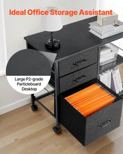 Mobile Metal File Cabinet with 3 Fabric Drawers and 2 Open Shelves Black V952-JSHXWJGJTMZWYX3KK001V0