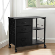 Mobile Metal File Cabinet with 3 Fabric Drawers and 2 Open Shelves Black V952-JSHXWJGJTMZWYX3KK001V0