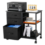 Mobile Metal File Cabinet with 3 Fabric Drawers and 2 Open Shelves Black V952-JSHXWJGJTMZWYX3KK001V0