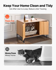 Cat Litter Box Enclosure Furniture, 80 cm Hidden Litter Box Cabinet with Scratch Pad & Storage, Waterproof V952-JSJJMSPWQ3151XBNF001V0