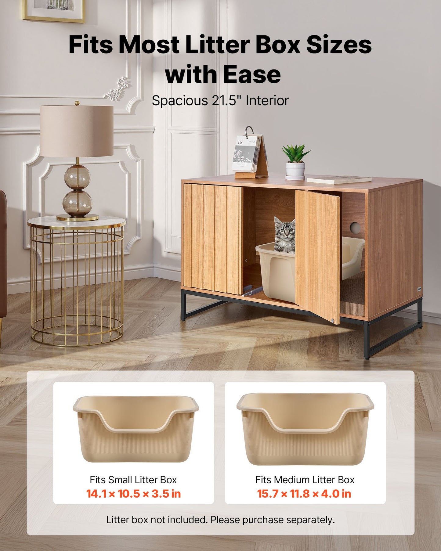 Cat Litter Box Enclosure Furniture, 80 cm Hidden Litter Box Cabinet with Scratch Pad & Storage, Waterproof V952-JSJJMSPWQ3151XBNF001V0