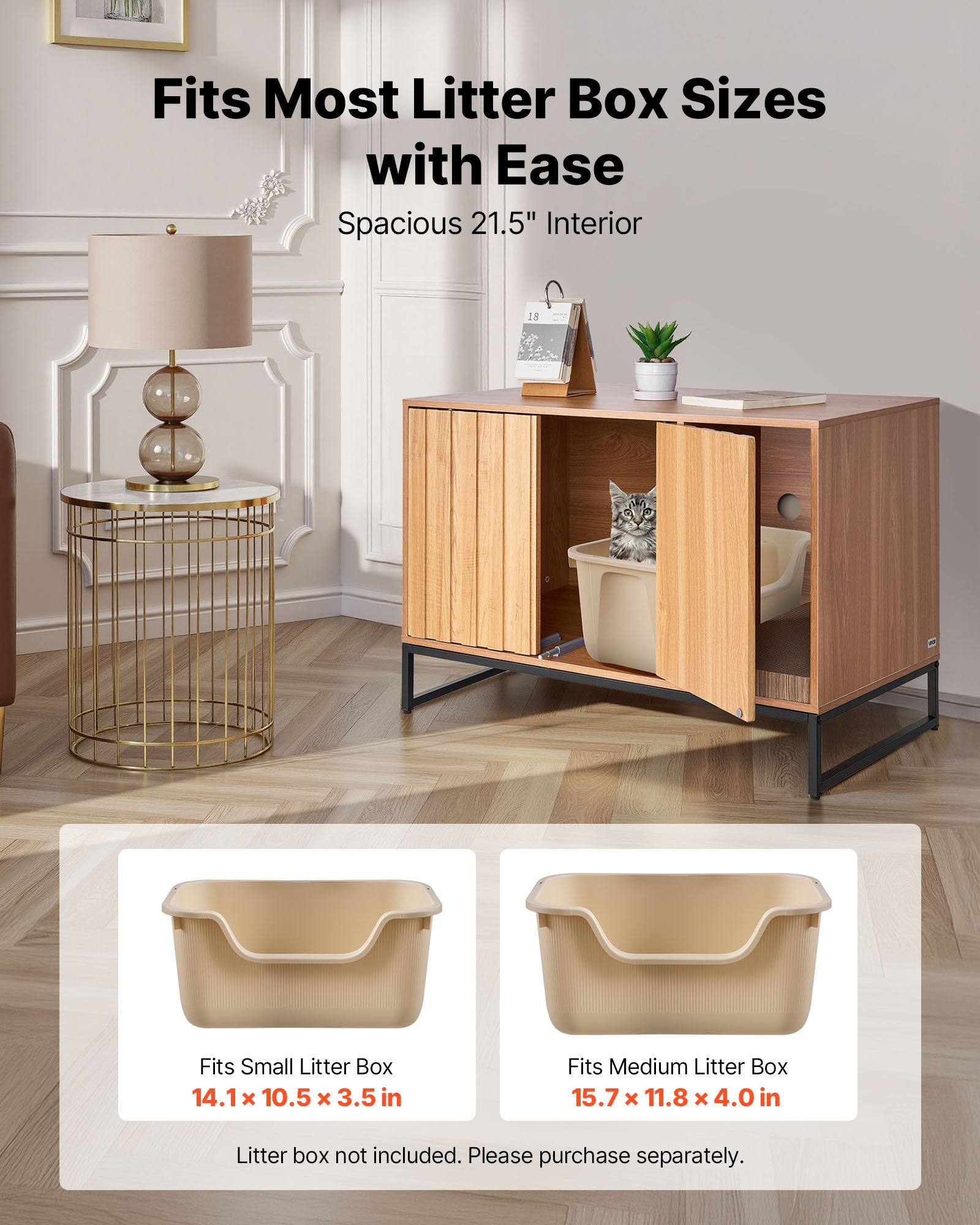 Cat Litter Box Enclosure Furniture, 80 cm Hidden Litter Box Cabinet with Scratch Pad & Storage, Waterproof V952-JSJJMSPWQ3151XBNF001V0