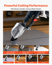 Metal Shear/Cutter Drill Attachment, Sheet Metal Cutter with 360-Degree Pivoting Head, Sharp Blades,Ideal for V952-JSJQJFJJSDXZIA0VZ001V0