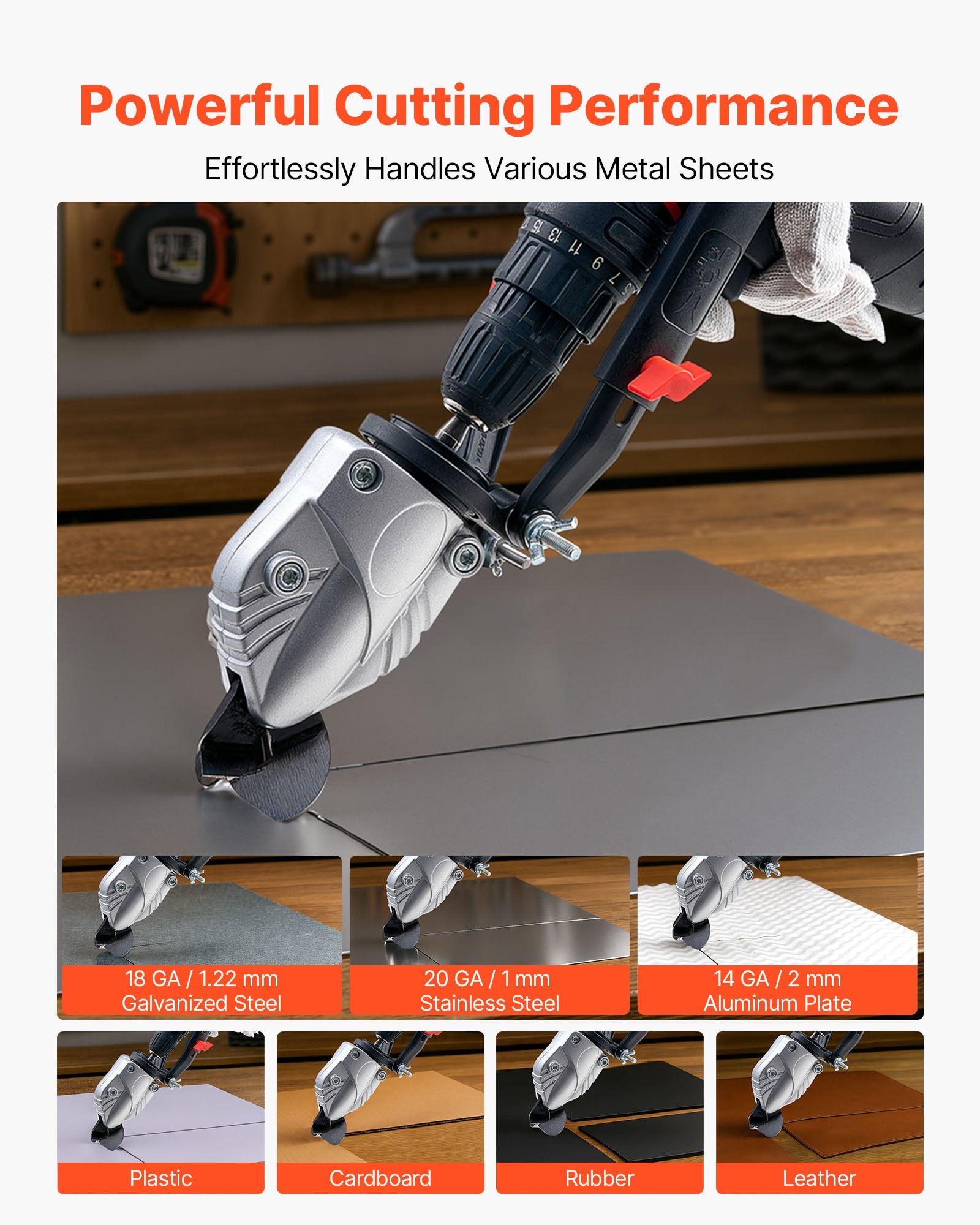 Metal Shear/Cutter Drill Attachment, Sheet Metal Cutter with 360-Degree Pivoting Head, Sharp Blades,Ideal for V952-JSJQJFJJSDXZIA0VZ001V0