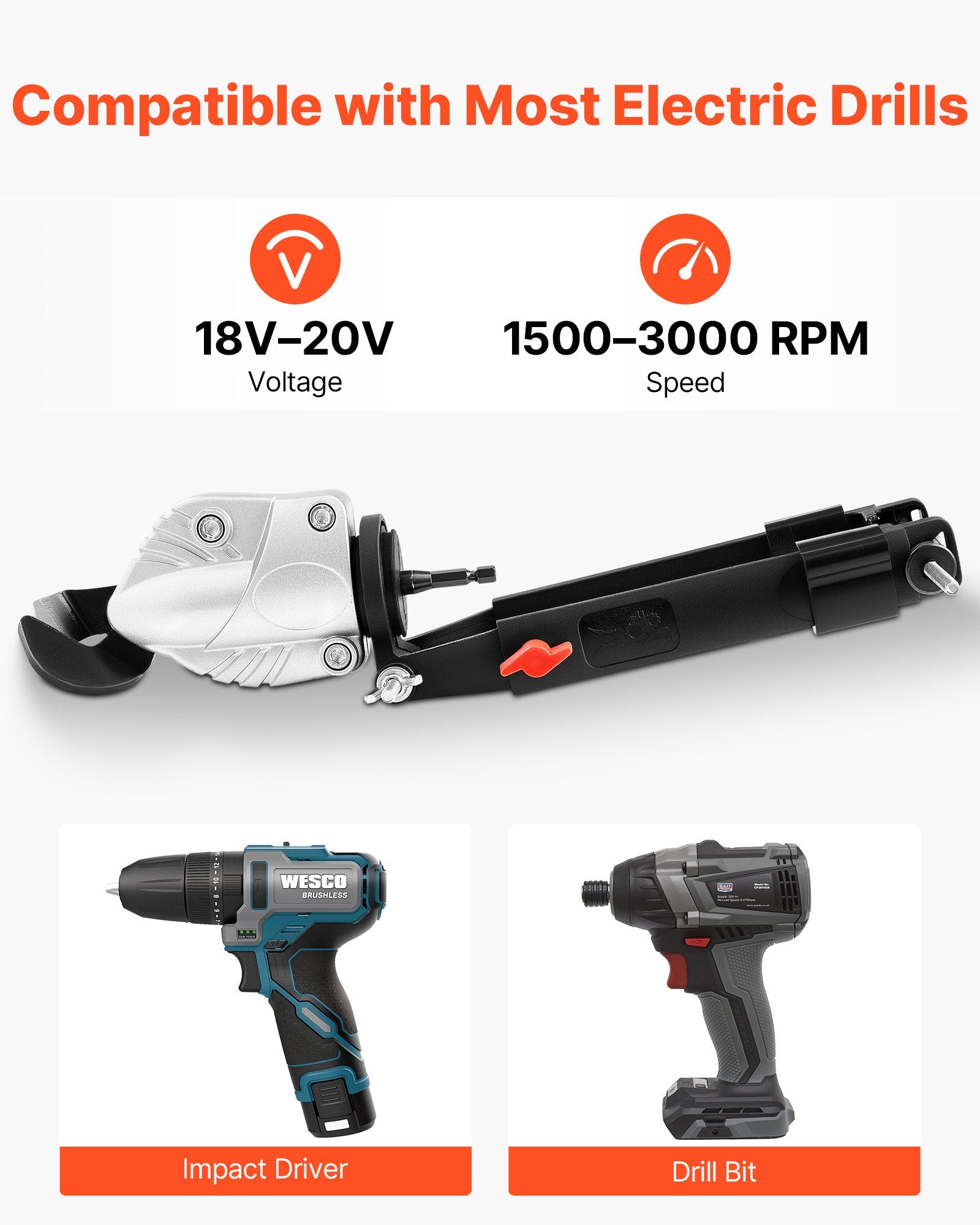 Metal Shear/Cutter Drill Attachment, Sheet Metal Cutter with 360-Degree Pivoting Head, Sharp Blades,Ideal for V952-JSJQJFJJSDXZIA0VZ001V0
