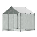 Metal Chicken Coop, 6.56x6.56x6.56ft Large Walk-in Chicken Runs with Cover, Spire Roof Hen House Enclosure V952-JSJS222MJDDM0VGWG001V0