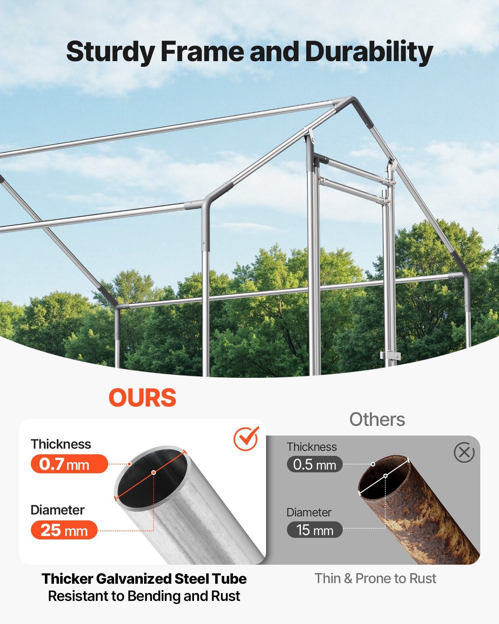 Metal Chicken Coop, 6.56x6.56x6.56ft Large Walk-in Chicken Runs with Cover, Spire Roof Hen House Enclosure V952-JSJS222MJDDM0VGWG001V0