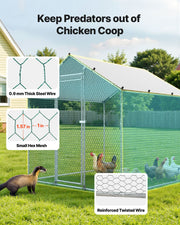 Metal Chicken Coop, 6.56x6.56x6.56ft Large Walk-in Chicken Runs with Cover, Spire Roof Hen House Enclosure V952-JSJS222MJDDM0VGWG001V0