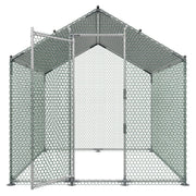 Metal Chicken Coop, 6.56x6.56x6.56ft Large Walk-in Chicken Runs with Cover, Spire Roof Hen House Enclosure V952-JSJS222MJDDM0VGWG001V0