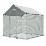Metal Chicken Coop, 6.56x6.56x6.56ft Large Walk-in Chicken Runs with Cover, Spire Roof Hen House Enclosure V952-JSJS222MJDDM0VGWG001V0