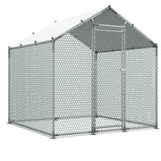 Metal Chicken Coop, 6.56x6.56x6.56ft Large Walk-in Chicken Runs with Cover, Spire Roof Hen House Enclosure V952-JSJS222MJDDM0VGWG001V0