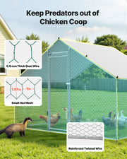 Metal Chicken Coop, 9.8x6.5x6.5ft Large Walk-in Chicken Runs with Cover, Spire Roof Hen House Enclosure with V952-JSJS322MJDDM8HJCX001V0