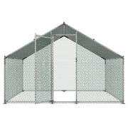Metal Chicken Coop, 9.8x6.5x6.5ft Large Walk-in Chicken Runs with Cover, Spire Roof Hen House Enclosure with V952-JSJS322MJDDM8HJCX001V0