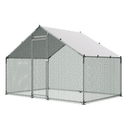 Metal Chicken Coop, 9.8x6.5x6.5ft Large Walk-in Chicken Runs with Cover, Spire Roof Hen House Enclosure with V952-JSJS322MJDDM8HJCX001V0