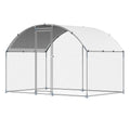 Metal Chicken Coop, 9.8x6.5x6.5ft Large Walk-in Chicken Runs with Cover, Doom Roof Hen House Enclosure with V952-JSJS322MYDDMEUEN5001V0