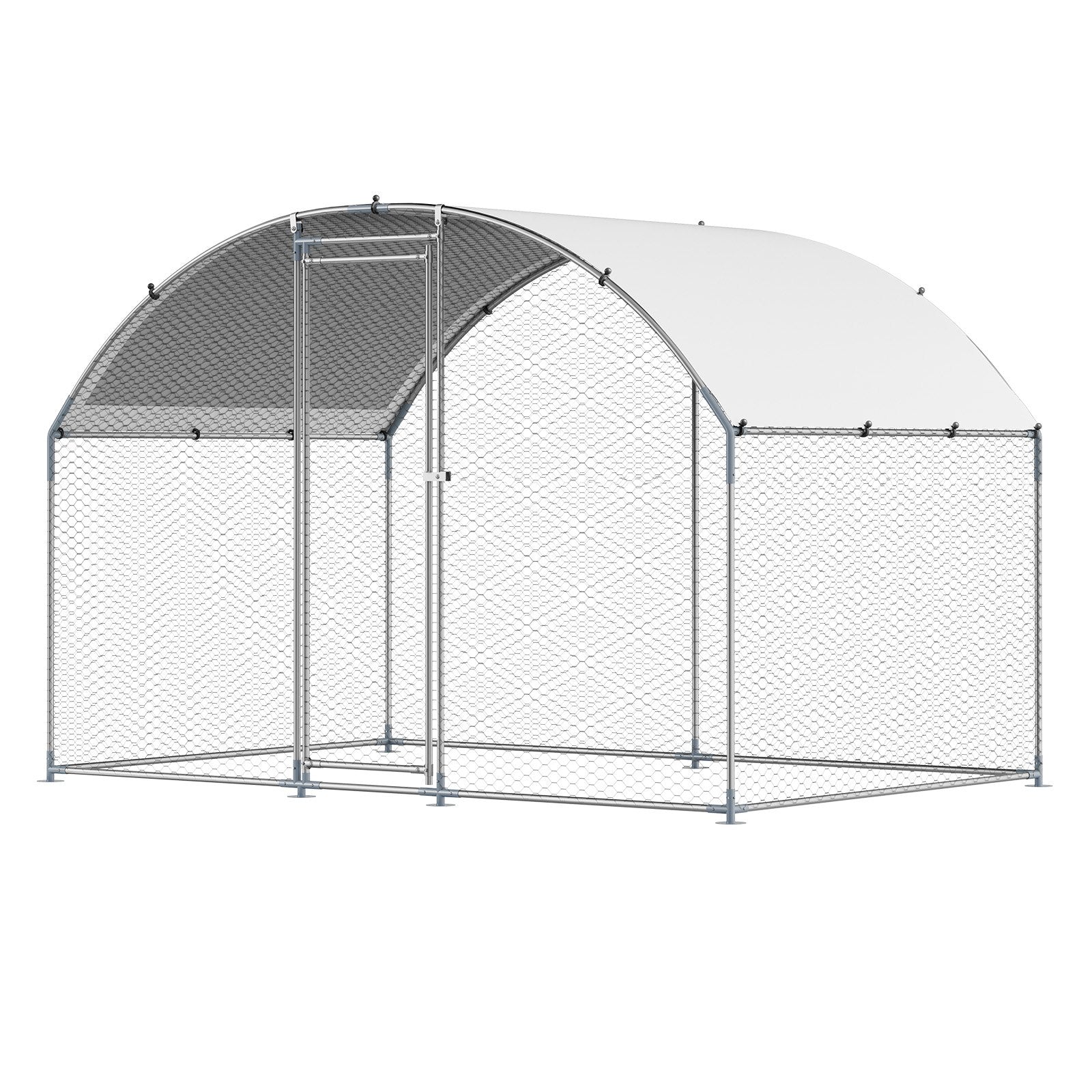 Metal Chicken Coop, 9.8x6.5x6.5ft Large Walk-in Chicken Runs with Cover, Doom Roof Hen House Enclosure with V952-JSJS322MYDDMEUEN5001V0