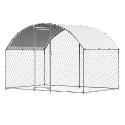 Metal Chicken Coop, 9.8x6.5x6.5ft Large Walk-in Chicken Runs with Cover, Doom Roof Hen House Enclosure with V952-JSJS322MYDDMEUEN5001V0