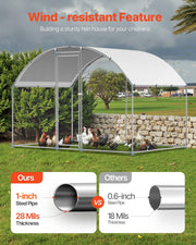 Metal Chicken Coop, 9.8x6.5x6.5ft Large Walk-in Chicken Runs with Cover, Doom Roof Hen House Enclosure with V952-JSJS322MYDDMEUEN5001V0