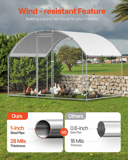 Metal Chicken Coop, 9.8x6.5x6.5ft Large Walk-in Chicken Runs with Cover, Doom Roof Hen House Enclosure with V952-JSJS322MYDDMEUEN5001V0