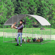 Metal Chicken Coop, 9.8x6.5x6.5ft Large Walk-in Chicken Runs with Cover, Doom Roof Hen House Enclosure with V952-JSJS322MYDDMEUEN5001V0
