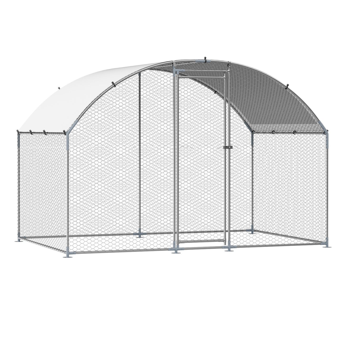 Metal Chicken Coop, 9.8x6.5x6.5ft Large Walk-in Chicken Runs with Cover, Doom Roof Hen House Enclosure with V952-JSJS322MYDDMEUEN5001V0