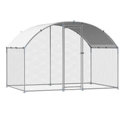 Metal Chicken Coop, 9.8x6.5x6.5ft Large Walk-in Chicken Runs with Cover, Doom Roof Hen House Enclosure with V952-JSJS322MYDDMEUEN5001V0
