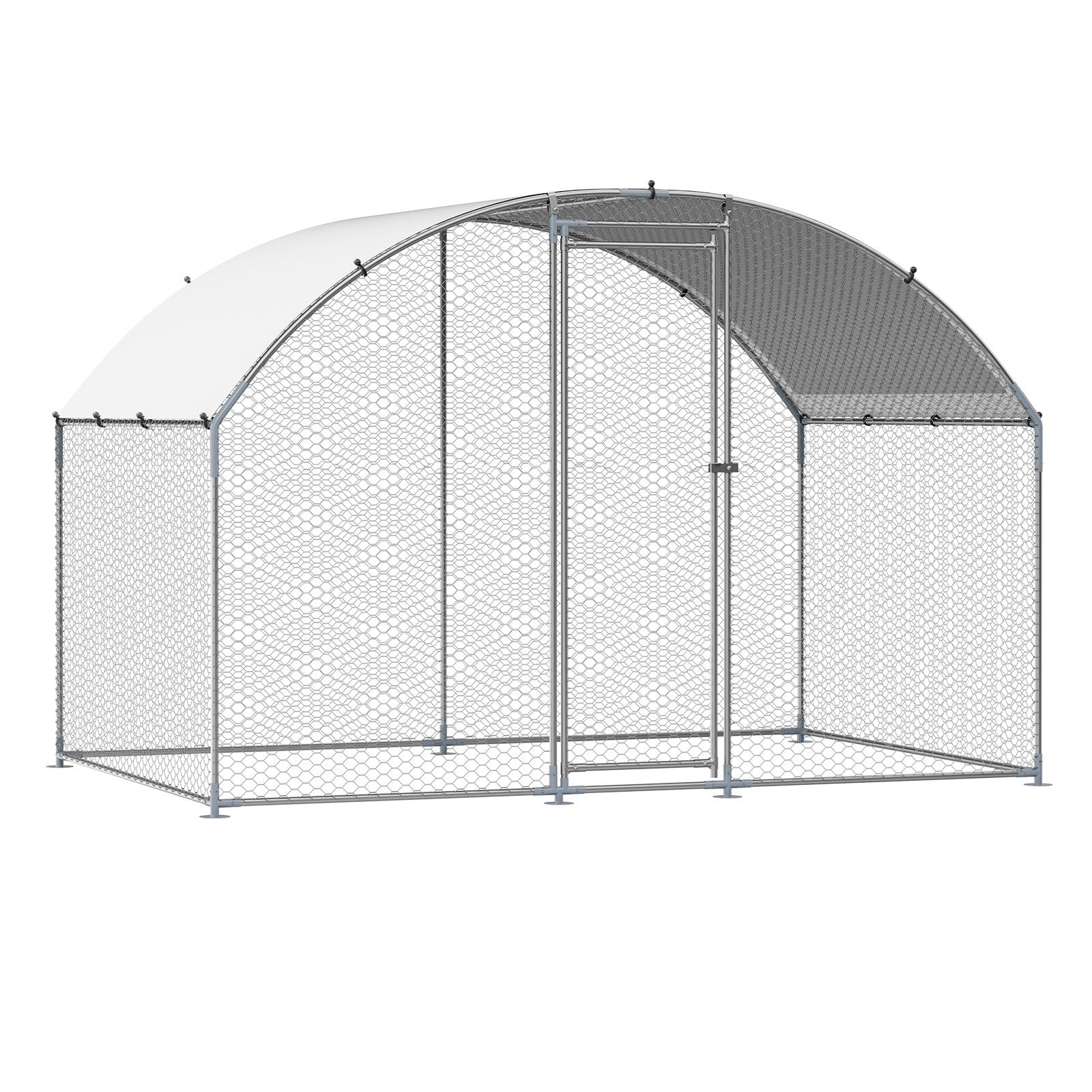 Metal Chicken Coop, 9.8x6.5x6.5ft Large Walk-in Chicken Runs with Cover, Doom Roof Hen House Enclosure with V952-JSJS322MYDDMEUEN5001V0