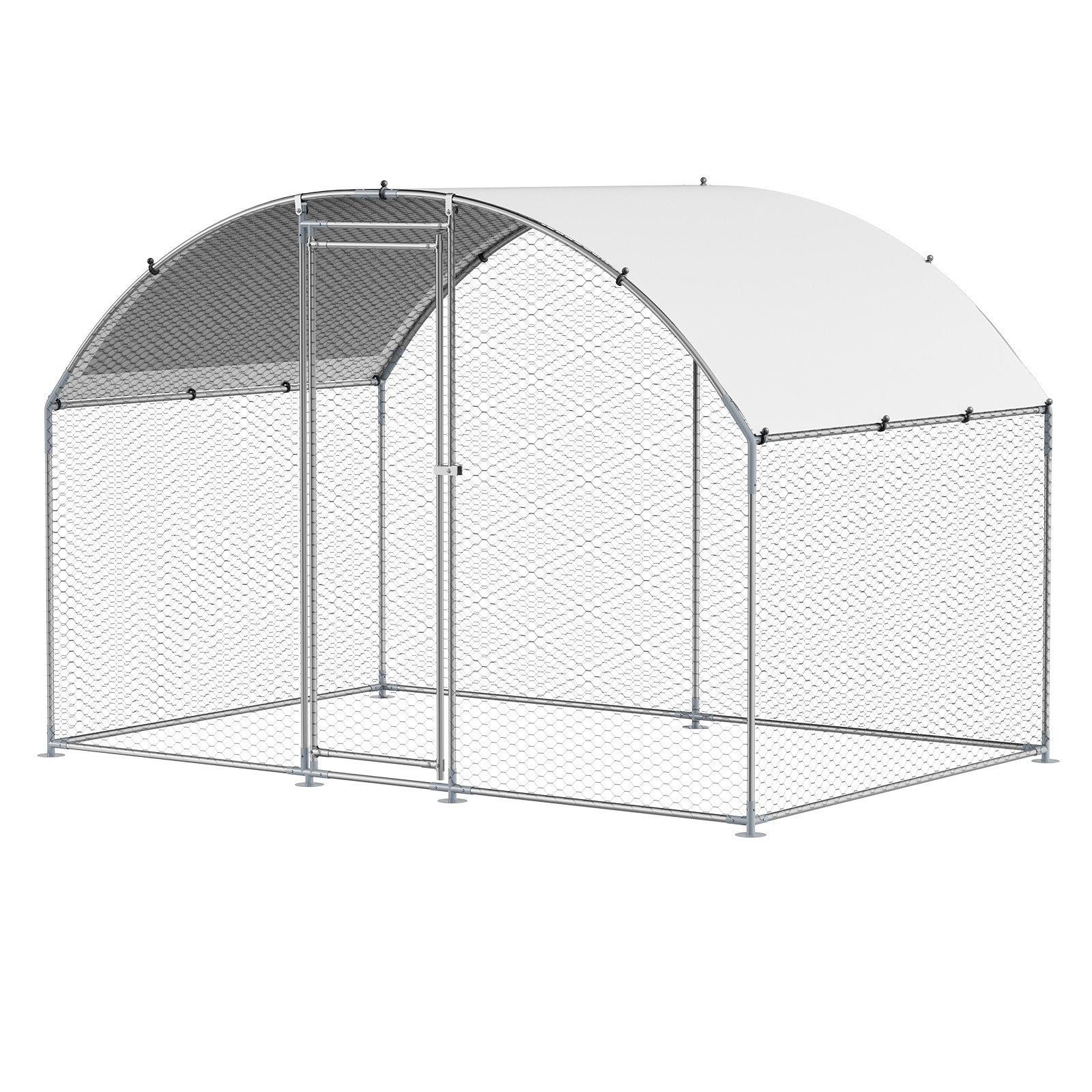 Metal Chicken Coop, 9.8x6.5x6.5ft Large Walk-in Chicken Runs with Cover, Doom Roof Hen House Enclosure with V952-JSJS322MYDDMEUEN5001V0