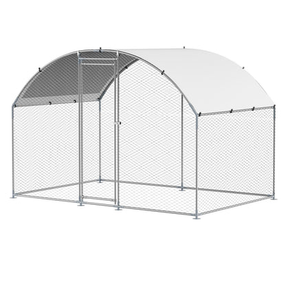 Metal Chicken Coop, 9.8x6.5x6.5ft Large Walk-in Chicken Runs with Cover, Doom Roof Hen House Enclosure with V952-JSJS322MYDDMEUEN5001V0