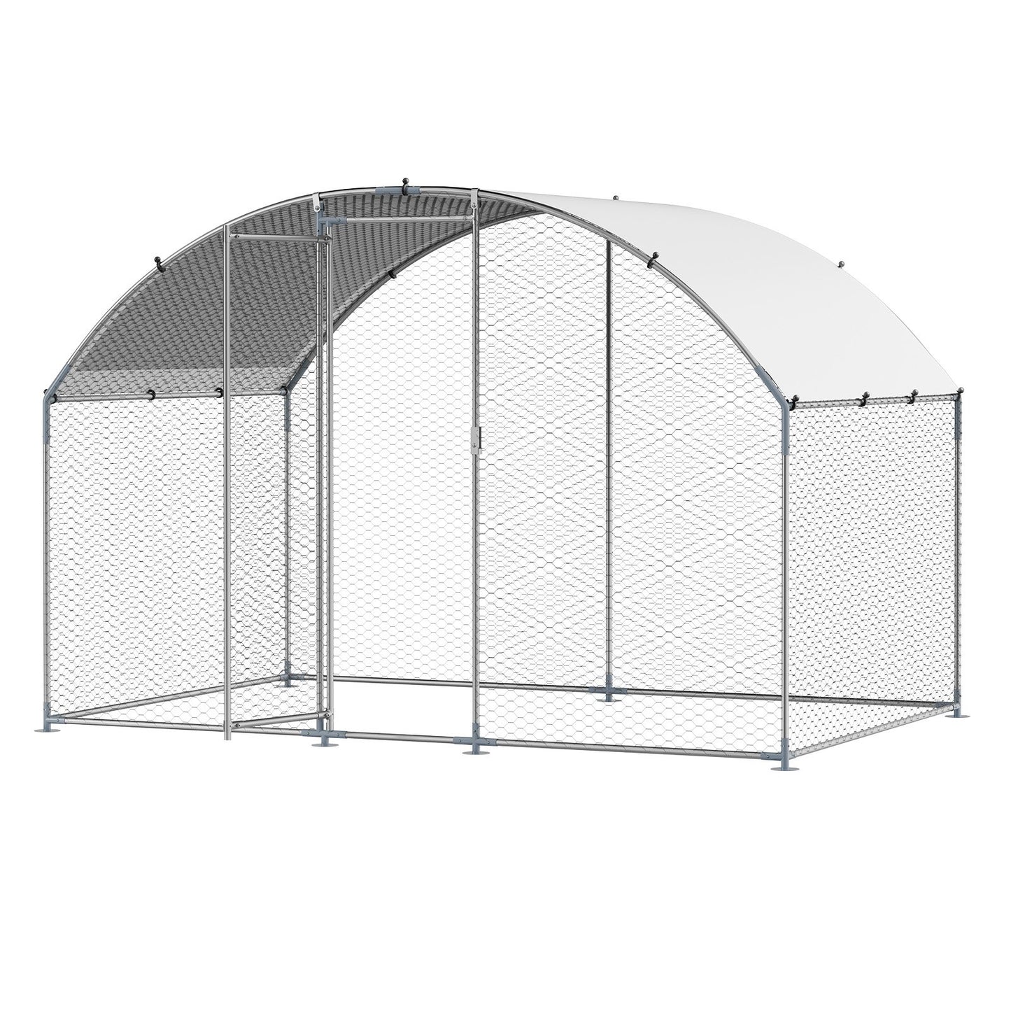 Metal Chicken Coop, 9.8x6.5x6.5ft Large Walk-in Chicken Runs with Cover, Doom Roof Hen House Enclosure with V952-JSJS322MYDDMEUEN5001V0