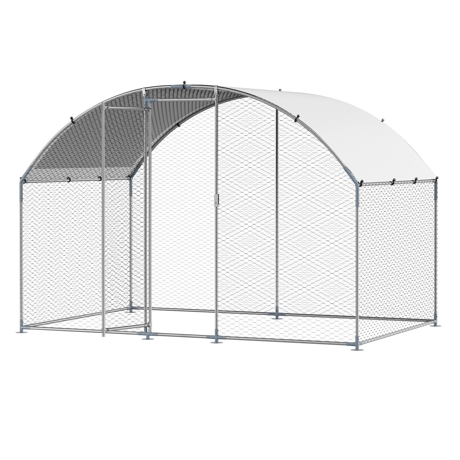 Metal Chicken Coop, 9.8x6.5x6.5ft Large Walk-in Chicken Runs with Cover, Doom Roof Hen House Enclosure with V952-JSJS322MYDDMEUEN5001V0