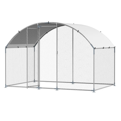 Metal Chicken Coop, 9.8x6.5x6.5ft Large Walk-in Chicken Runs with Cover, Doom Roof Hen House Enclosure with V952-JSJS322MYDDMEUEN5001V0