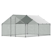Metal Chicken Coop, 9.8x13.1x6.5 ft Large Walk-in Chicken Runs with Cover, Spire Roof Hen House Enclosure V952-JSJS342MJDDMF1LS3001V0