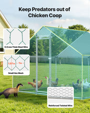 Metal Chicken Coop, 9.8x13.1x6.5 ft Large Walk-in Chicken Runs with Cover, Spire Roof Hen House Enclosure V952-JSJS342MJDDMF1LS3001V0