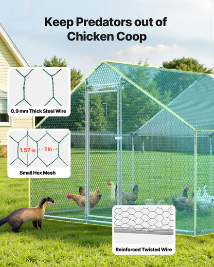 Metal Chicken Coop, 9.8x13.1x6.5 ft Large Walk-in Chicken Runs with Cover, Spire Roof Hen House Enclosure V952-JSJS342MJDDMF1LS3001V0