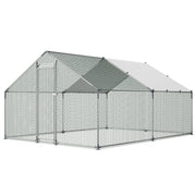Metal Chicken Coop, 9.8x13.1x6.5 ft Large Walk-in Chicken Runs with Cover, Spire Roof Hen House Enclosure V952-JSJS342MJDDMF1LS3001V0