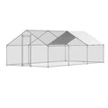 Metal Chicken Coop 9.8x19.6x6.5 ft Walk-in Chicken Run with Cover Spire Roof V952-JSJS362MJDDM8VS9P001V0