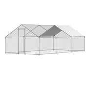 Metal Chicken Coop 9.8x19.6x6.5 ft Walk-in Chicken Run with Cover Spire Roof V952-JSJS362MJDDM8VS9P001V0