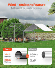 Metal Chicken Coop 9.8x19.6x6.5 ft Walk-in Chicken Run with Cover Spire Roof V952-JSJS362MJDDM8VS9P001V0